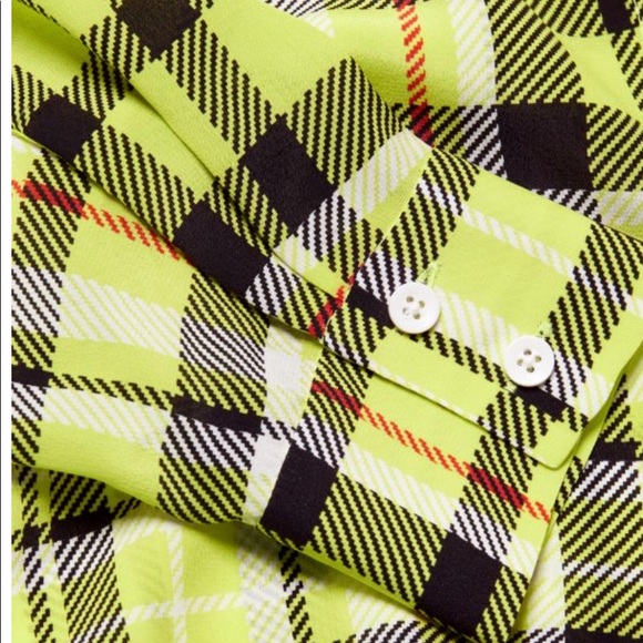 NWT- Alice+ Olivia Willa silk plaid shirt size S - Picture 7 of 12